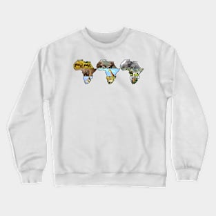 African Wildlife Continent Collage Trio Crewneck Sweatshirt